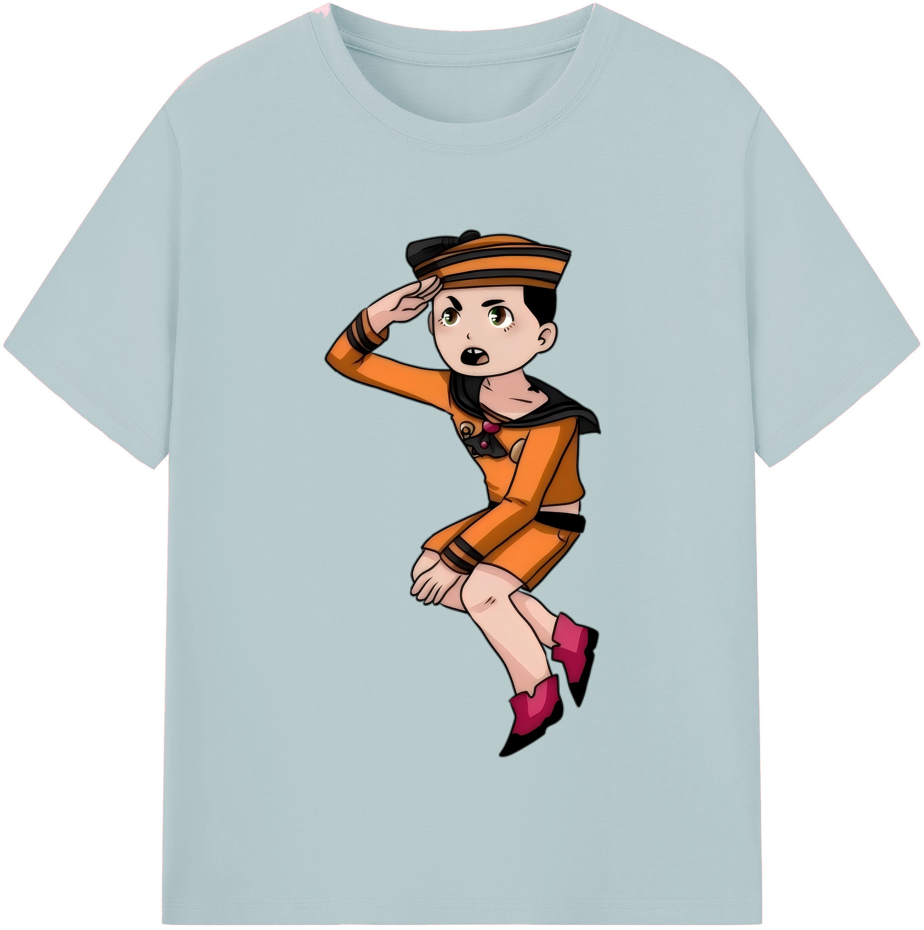 （画像用） ジョジョの奇妙な冒険 東方定助 JoJo's Bizarre Adventure Higashikata Josuke 綿100％半袖Tシャツ（フロントプリント）